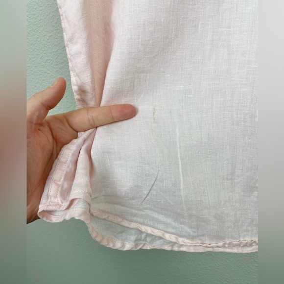 GAP Women's Medium Linen Boyfriend Shirt Pink Dye Coastal Button Front Collared - Picture 5 of 15